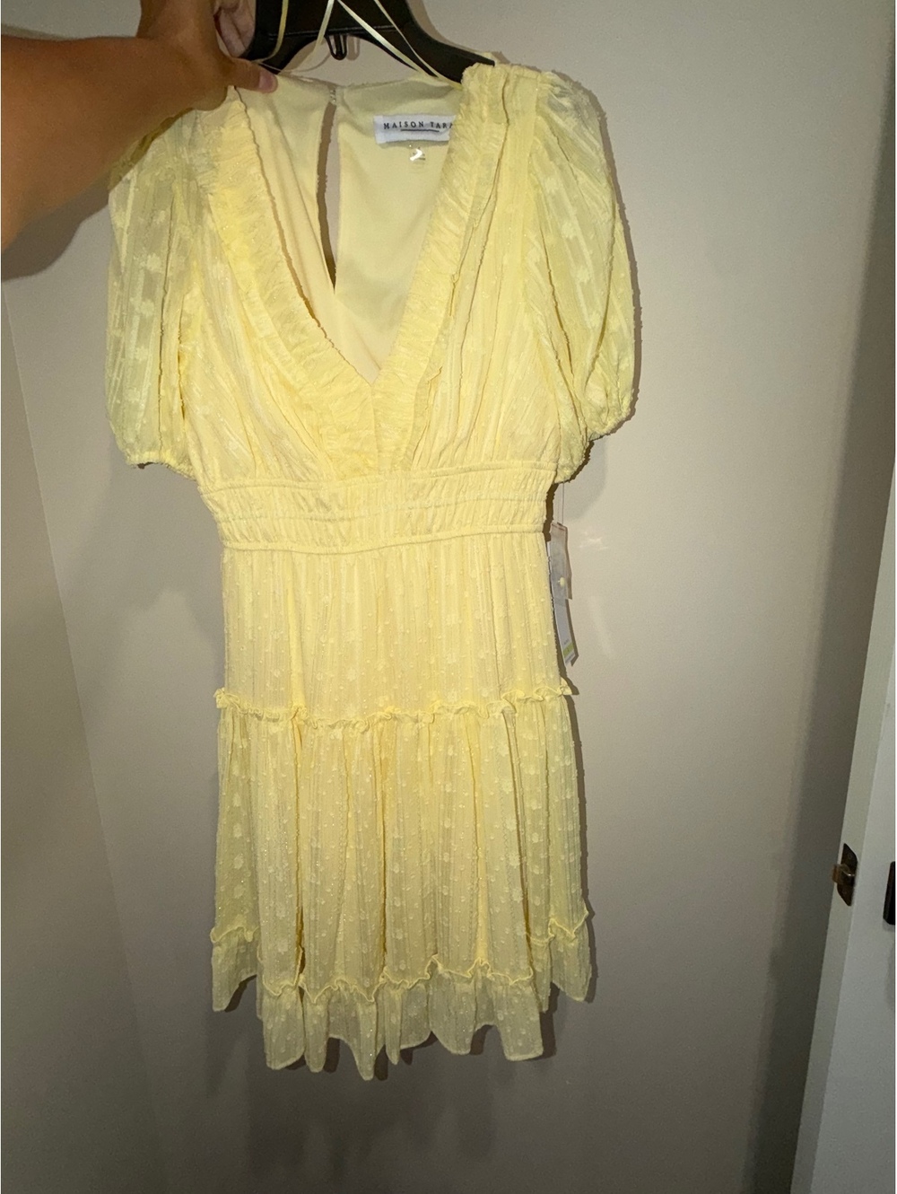 Maison Tara Yellow Knee-Length Dress Size 4